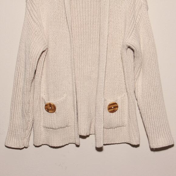 PURE Handkint Cotton Chunky Open front Cardigan Sweater Size Small/Medium - Picture 4 of 10